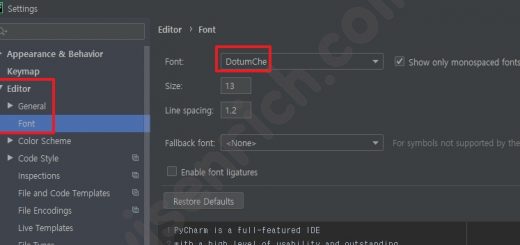 파이참 한글 폰트